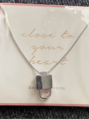 NWT KEEP Collective Keep It Lock Padlock Necklace Silver Tone